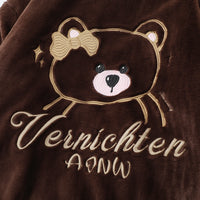 Cute Embroidered Bear Ear Hooded Lamb Plush Coat