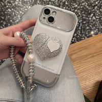 Korean Style Ins High-grade Silver White Portable Phone Case