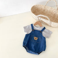 Korean Version Of Children's Bear Jeans Strap Shorts