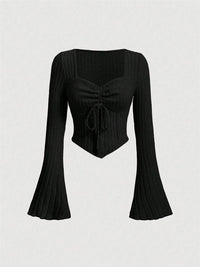 Printed Sexy Lace Thick Long Sleeved T-shirt Knitted Sweater