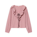 Autumn New Arrival Sweet Layered Decorative Small-Plaid Long-Sleeve Shirt