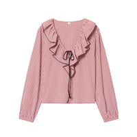 Autumn New Arrival Sweet Layered Decorative Small-Plaid Long-Sleeve Shirt