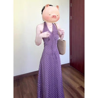 Retro Polka Dot Halter Dress Women