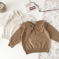 Baby Girls' Pullover Double-layer Ruffled Collar Sweater