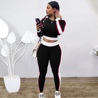 Fashion Casual Contrast Color Two-piece Set Autumn And Winter Sports Sweater Suit