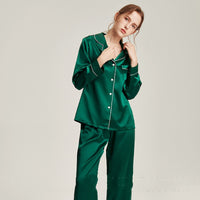 Silk Pajamas Womens Long-Sleeve Two-Piece Set