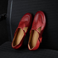 Women's Full Grain Leather T-Strap Mary Jane Flats, Premium Genuine Leather Casual Shoes