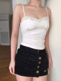 Sweetheart Vintage Polka-Dot Lace Patchwork Camisole