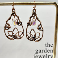 Retro Lotus Flower Waterdrop-Shaped Earrings Inlaid With Moonstone