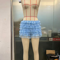 Flounced Wave Solid Color Lolita Low Waisted Shorts