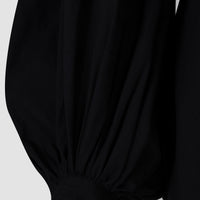 Black Oversized Collar Balloon Sleeve Shirt