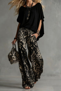 Slimming Wide-leg Straight-leg Casual Pants And Chiffon Top Set