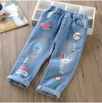 Men's And Women's Printed Ripped Trousers Casual Loose