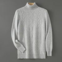 Business-casual High-neck Jacquard Thickened Loose-fitting Pullover Sweater