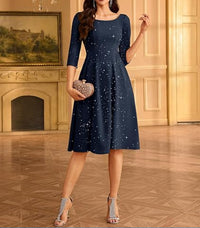 New Sequined Three-quarter Sleeve Midi Dress