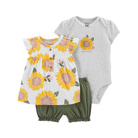 Baby Girl Short-sleeved Shorts T-shirt Three-piece Suit
