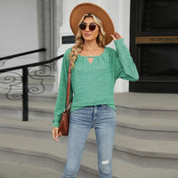 Solid Color Loose Long Sleeve T-shirt Fashion Casual Tops For Women Clothing