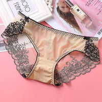 Low-rise Embroidered Lace Panties And Mesh Briefs