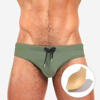 Men's Solid Color Tethered U-Cup Swim Briefs