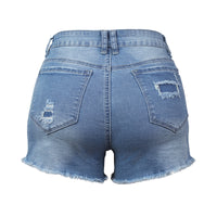 Amazon Explosive Hole Flow Patch Ladies High Stretch Denim Shorts