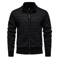 Fall Winter Men Fleece-lined Thickening Stand Collar Sweater Korean Style Casual Zipper Sweater Coat