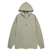Autumn And Winter Metal Design Four Awn Star Plus Velvet Thickened Hooded Sweatshirt