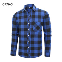 Men's Casual Plus-Size Long-Sleeve Plaid Shirt