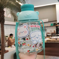 Rabbit Series Straw Children Student Cute Strap Water Bottle