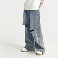 New Trendy Brand Street Retro Style Personality Washed Wide Leg Jeans
