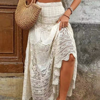 Retro Hollow Knitted Big Hem Skirt Women