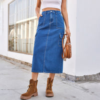 European And American Summer Washed Overalls Skirt Denim Skirt