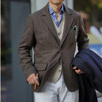 AutumnWinter British Retro Gentlemans Tweed Wool Coat For Men