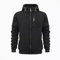 Men's Sweater Hoodie Zipper Multi-pocket Embroidery Badge