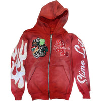 Hooded Cardigan Jacket Embroidered Print Mens Sweatshirt