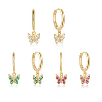 Dopamine S925 Sterling Silver Butterfly Jeweled Earrings