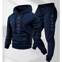 Mens Retro Letter-Print Long-Sleeve Top And Pants Set