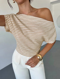 Short-sleeve Office-style Versatile Fitted Knit Top T-shirt