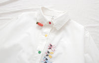Women's Embroidered Rabbit Radish Shirt With Placket