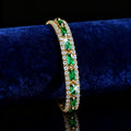 Mens And Womens Fashionable Full-diamond Green Zircon Bracelet Jewelry
