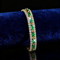 Mens And Womens Fashionable Full-diamond Green Zircon Bracelet Jewelry