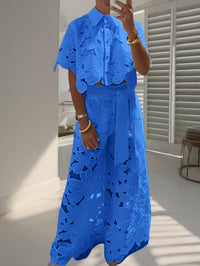Cardigan Top And Wide-leg Pants Two-piece Set