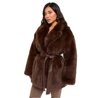 With Belt Artificial Wool Coat Mid-length