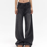 High Waist Straight Jeans Loose Wide Leg Pants