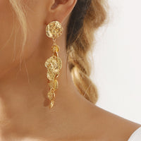 Vintage Personalized Long Disc Pendant Earrings