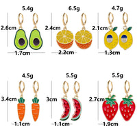 Womens Alloy Fruit Earrings Lemon AvocadoStrawberry