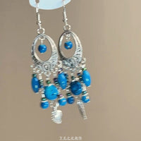 Diamond-embedded Water Drop Glass Tassel Light Luxury High-grade Earrings