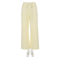 Fashion Casual Loose Drawstring Tight Waist Solid Color Trousers
