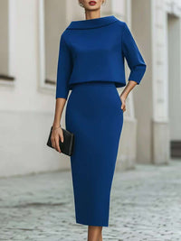 Stylish Urban Commuter Two-piece Set Featuring A Bodycon Skirt And Top