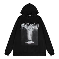 Abstract Printing Loose Hooded Sweater Men