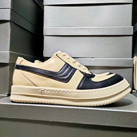 Men's Low-top Calfskin Platform Lace-up Shoes